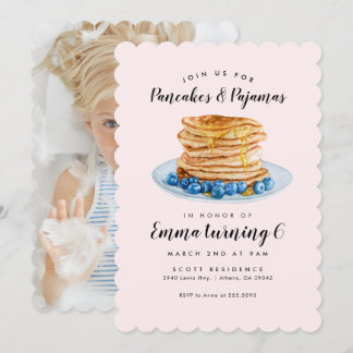Pink Pancakes Pajamas Geburtstag Einladung