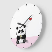 Pink Panda and Bamboo Stalk Große Wanduhr (Winkel)