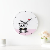 Pink Panda and Bamboo Stalk Große Wanduhr (Zuhause)