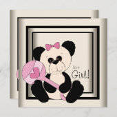 Pink Panda Baby Dusche Einladungen (Vorne/Hinten)