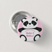 Pink Panda Bear Baby Dusche Button (Vorne & Hinten)