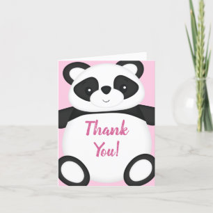 Pink Panda Bear Baby Dusche Dankeskarte