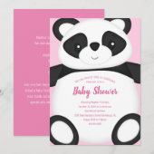 Pink Panda Bear Baby Dusche Einladung (Vorne/Hinten)