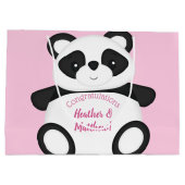 Pink Panda Bear Baby Dusche Große Geschenktüte (Rückseite)