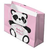 Pink Panda Bear Baby Dusche Große Geschenktüte (Vorderseite Schrägansicht)
