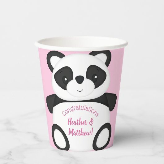 Pink Panda Bear Baby Dusche Pappbecher (Vorderseite)