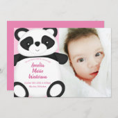Pink Panda Bear Baby Geburtsankündigung Einladung (Vorne/Hinten)