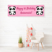 Pink Panda Bear Geburtstagsparty Banner (Insitu)