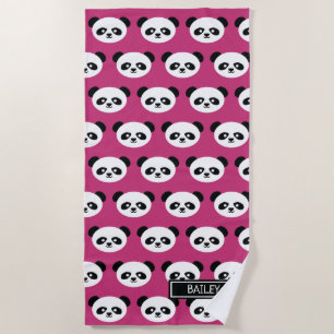Pink Panda Bear Muster Kawaii Personalisiert Kids Strandtuch