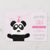 Pink Panda Einladung zum Geburtstag (Vorne/Hinten)