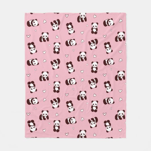 Pink Panda Herz Fleece Blanket (Vorderseite)