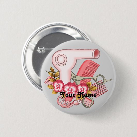 Pink Pansy Beautician Button (Vorne & Hinten)