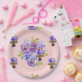 Pink Pansy dot Blume Muster Papierplatte Party Pla Pappteller (Party)