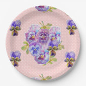 Pink Pansy dot Blume Muster Papierplatte Party Pla Pappteller (Vorderseite)