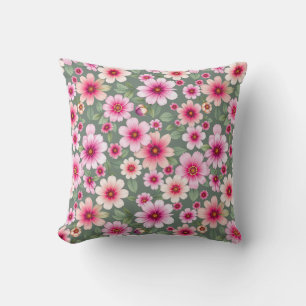 Pink Pansy Garden Blume Vintag Kissen