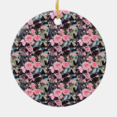 Pink Pansy Stiefmütterchen Wasserfarben Blume Flor Keramik Ornament (Hinten)