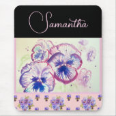 Pink Pansy Stiefmütterchen Wasserfarben Blume Flor Mousepad (Vorne)