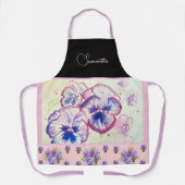 Pink Pansy Stiefmütterchen Wasserfarben Blume Flor Schürze (Vorderseite)