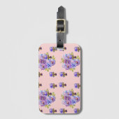 Pink Pansy Viola Floral dot Pattern Gepäckanhänger (Vorderseite Vertikal)