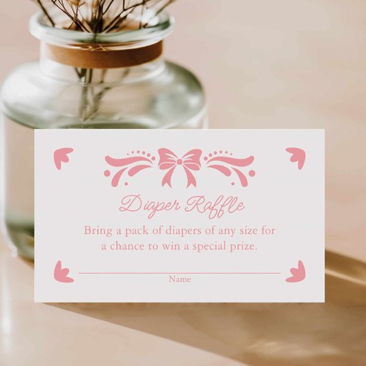 Pink Papel Picado Diaper Raffel Ticket Begleitkarte