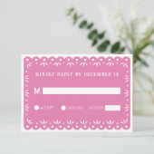 Pink Papel picado Hochzeit RSVP Karte (Stehend Vorderseite)