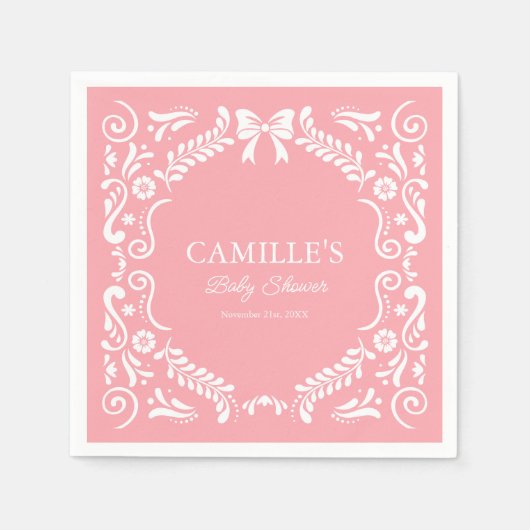 Pink Papel Picado Kinderdusche Serviette (Vorderseite)