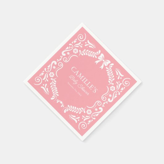 Pink Papel Picado Kinderdusche Serviette (Ecke)