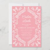 Pink Papel Picado Mexican Baby Dusche Einladung (Vorderseite)