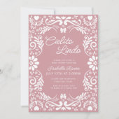 Pink Papel Picado Mexican Girl Baby Dusche Einladung (Vorderseite)