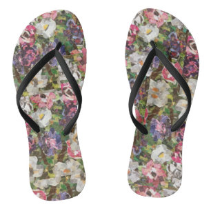 Pink Paper Blume Collage Thin Strap Flip Flops Badesandalen