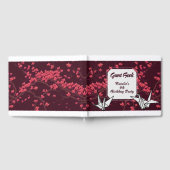 Pink Paper Crane Origami Cherry Blossom Gästebuch (Voll)