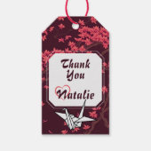 Pink Paper Crane Origami Cherry Blossom Geschenkanhänger (Vorderseite)