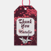 Pink Paper Crane Origami Cherry Blossom Geschenkanhänger (Vorderseite)