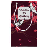 Pink Paper Crane Origami Cherry Blossom Kleine Geschenktüte (Vorderseite)