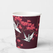 Pink Paper Crane Origami Cherry Blossom Pappbecher (Rückseite)