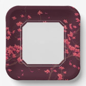 Pink Paper Crane Origami Cherry Blossom Pappteller (Vorderseite)