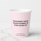 Pink Paper Cups Custom Business Logo Branded 8 oz Pappbecher (Rückseite)