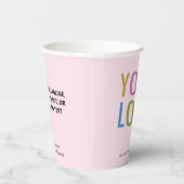 Pink Paper Cups Custom Business Logo Branded 8 oz Pappbecher (Rechts)