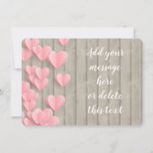 Pink Paper Hearts on Stall Wood Danke Karte (Rückseite)