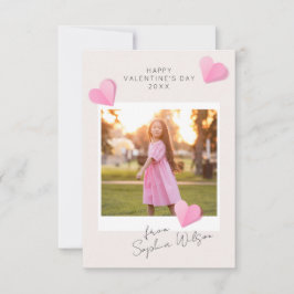 Pink Paper Hearts Photo Love Happy Valentine's Day Mitteilungskarte