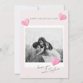 Pink Paper Hearts Photo Love XOXO Valentine's Day Feiertagskarte