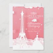 Pink Paper Paris Quinceañera Einladung (Vorderseite)