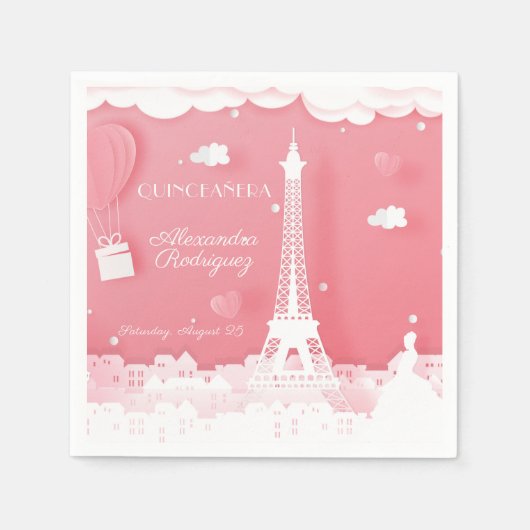 Pink Paper Paris Quinceañera Serviette (Vorderseite)