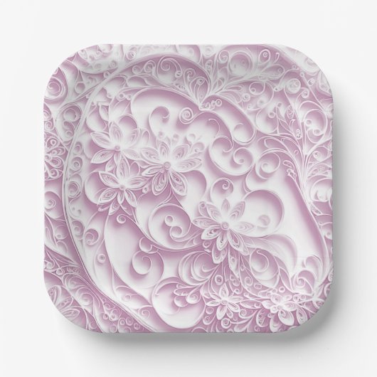 Pink Paper Quilling Daisy Design Pappteller (Vorderseite)