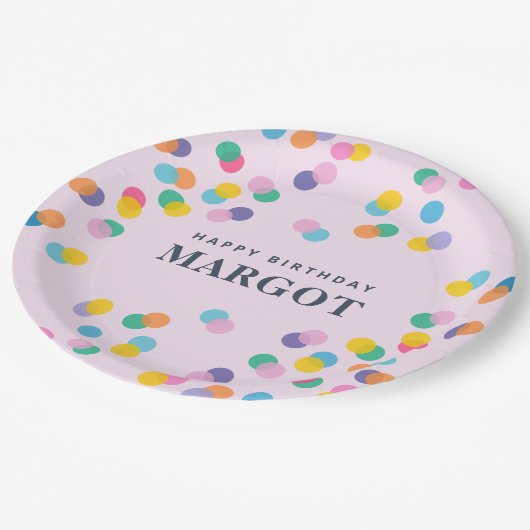 Pink Paper Teller mit Confetti für Girl's Bday (Schrägansicht)