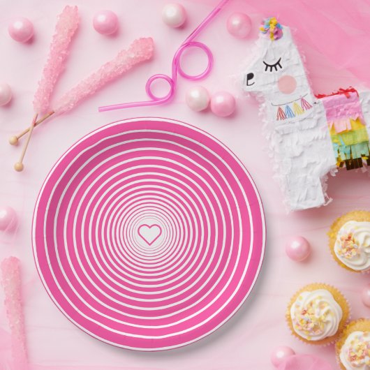 Pink Paper Teller mit Herz - Liebe (Party)