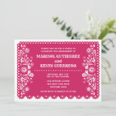 Pink Papi Picado Cinco de Mayo Engagement Party Einladung (Stehend Vorderseite)