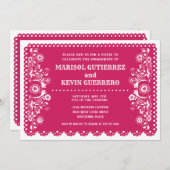 Pink Papi Picado Cinco de Mayo Engagement Party Einladung (Vorne/Hinten)