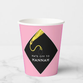 Pink-Papiersorten der personalisierten Graduierung Pappbecher