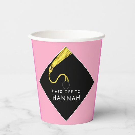 Pink-Papiersorten der personalisierten Graduierung Pappbecher (Vorderseite)